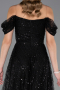 Abendkleid Lang Perlenbesetzt Schwarz ABU6659