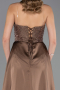 Abendkleid Lang Perlenbesetzt Hellbraun ABU6673
