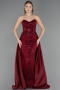 Abendkleid Lang Perlenbesetzt Weinrot ABU6673