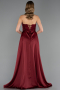 Abendkleid Lang Perlenbesetzt Weinrot ABU6673
