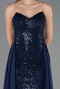 Abendkleid Lang Perlenbesetzt Marineblau ABU6673