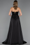 Abendkleid Lang Perlenbesetzt Schwarz ABU6673