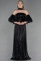 Abendkleid Lang Chiffon Schwarz ABU6533