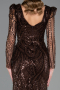 Abendkleid Lang Perlenbesetzt Braun ABU6660