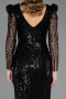 Abendkleid Lang Perlenbesetzt Schwarz ABU6660
