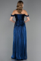 Abendkleid in Übergröße Lang Chiffon Marineblau ABU6685