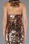 Abendkleid Lang Schuppig Kupfer ABU6676