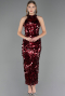 Abendkleid Lang Schuppig Weinrot ABU6676
