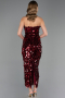 Abendkleid Lang Schuppig Weinrot ABU6676