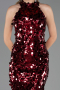 Abendkleid Lang Schuppig Weinrot ABU6676