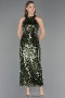 Abendkleid Lang Schuppig Khaki ABU6676