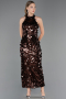 Abendkleid Lang Schuppig Braun ABU6676