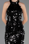 Abendkleid Lang Schuppig Schwarz ABU6676