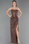 Abendkleid Lang Perlenbesetzt Kupfer ABU6679