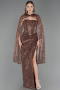 Abendkleid Lang Perlenbesetzt Kupfer ABU6679