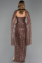 Abendkleid Lang Perlenbesetzt Kupfer ABU6679