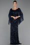 Abendkleid in Übergröße Lang Marineblau ABU6687