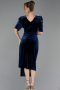 Plus Size Samt Abendkleider Midi Samt Marineblau ABK2706