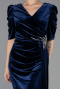 Plus Size Samt Abendkleider Midi Samt Marineblau ABK2706