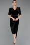 Plus Size Samt Abendkleider Midi Samt Schwarz ABK2706