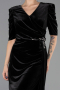 Plus Size Samt Abendkleider Midi Samt Schwarz ABK2706