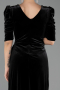 Plus Size Samt Abendkleider Midi Samt Schwarz ABK2706
