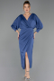 Einladungskleid In Übergröße Midi Satin Indigo ABK2709