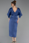 Einladungskleid In Übergröße Midi Satin Indigo ABK2709
