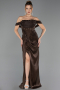 Abendkleid Lang Chiffon Braun ABU6692