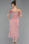 Partykleid Midi Perlenbesetzt Puder ABK2705