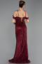Abendkleid im Meerjungfrau-Stil Lang Spitze Weinrot ABU6693