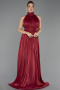 Abendkleid in Übergröße Lang Chiffon Weinrot ABU6699