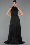Abschlusskleid Lang Chiffon Schwarz ABU6706