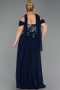 Abendgarderobe in Großen Größen Lang Chiffon Marineblau ABU6717