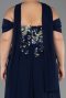 Abendgarderobe in Großen Größen Lang Chiffon Marineblau ABU6717