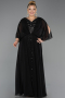 Abendgarderobe in Großen Größen Lang Chiffon Schwarz ABU6722
