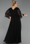 Abendgarderobe in Großen Größen Lang Chiffon Schwarz ABU6722