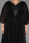 Abendgarderobe in Großen Größen Lang Chiffon Schwarz ABU6722