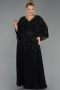 Abendgarderobe in Großen Größen Lang Chiffon Schwarz ABU6726