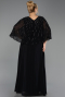 Abendgarderobe in Großen Größen Lang Chiffon Schwarz ABU6726