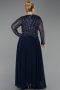Abendkleid in Übergröße Lang Chiffon Marineblau ABU6727