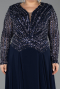Abendkleid in Übergröße Lang Chiffon Marineblau ABU6727
