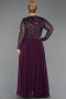 Abendkleid in Übergröße Lang Chiffon Pflaume ABU6727