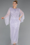 Abendkleid in Übergröße Lang File Lila ABU6728