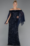 Abendkleid in Übergröße Lang Marineblau ABU6687