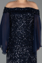 Abendkleid in Übergröße Lang Marineblau ABU6687