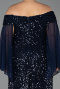 Abendkleid in Übergröße Lang Marineblau ABU6687