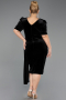Plus Size Samt Abendkleider Midi Samt Schwarz ABK2706