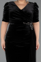 Plus Size Samt Abendkleider Midi Samt Schwarz ABK2706