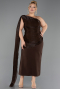 Einladungskleid In Übergröße Midi Chiffon Braun ABK2713